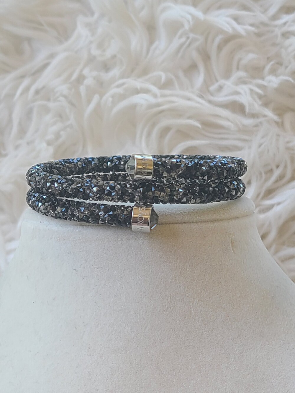 Swarovski Crystadust Black Crystal Double Wrap Bracelet- Excellent Condition